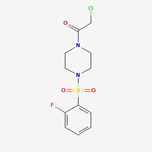 molecular formula C12H14ClFN2O3S B3372527 1-(Chloroacetyl)-4-[(2-fluorophenyl)sulfonyl]piperazine CAS No. 923204-90-4