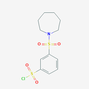 molecular formula C12H16ClNO4S2 B3372565 3-(Azepane-1-sulfonyl)benzene-1-sulfonyl chloride CAS No. 923716-62-5