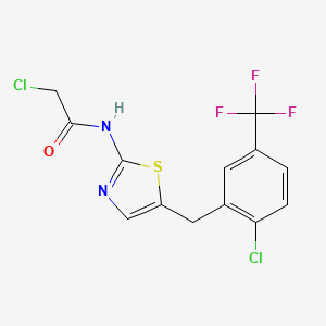 molecular formula C13H9Cl2F3N2OS B3372587 2-chloro-N-{5-[2-chloro-5-(trifluoromethyl)benzyl]-1,3-thiazol-2-yl}acetamide CAS No. 923906-57-4
