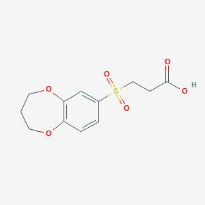 molecular formula C12H14O6S B3372637 3-(3,4-dihydro-2H-1,5-benzodioxepine-7-sulfonyl)propanoic acid CAS No. 926204-58-2