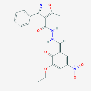 molecular formula C20H18N4O6 B337267 N'-[(Z)-(5-ethoxy-3-nitro-6-oxocyclohexa-2,4-dien-1-ylidene)methyl]-5-methyl-3-phenyl-1,2-oxazole-4-carbohydrazide 