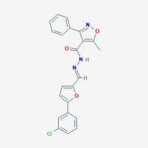 molecular formula C22H16ClN3O3 B337272 N'-{[5-(3-chlorophenyl)-2-furyl]methylene}-5-methyl-3-phenyl-4-isoxazolecarbohydrazide 