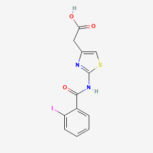molecular formula C12H9IN2O3S B3372755 2-[2-(2-Iodobenzamido)-1,3-thiazol-4-yl]acetic acid CAS No. 926261-49-6