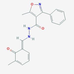 5-methyl-N'-[(E)-(5-methyl-6-oxocyclohexa-2,4-dien-1-ylidene)methyl]-3-phenyl-1,2-oxazole-4-carbohydrazide