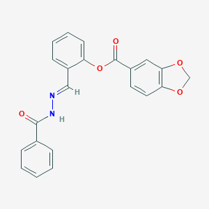 molecular formula C22H16N2O5 B337278 2-(2-Benzoylcarbohydrazonoyl)phenyl 1,3-benzodioxole-5-carboxylate 