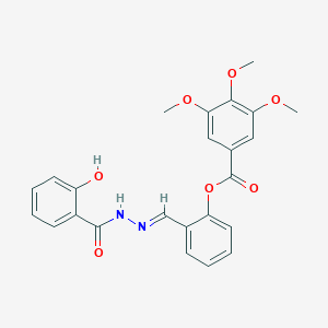 molecular formula C24H22N2O7 B337285 2-[(E)-{2-[(2-hydroxyphenyl)carbonyl]hydrazinylidene}methyl]phenyl 3,4,5-trimethoxybenzoate 
