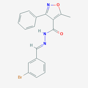 molecular formula C18H14BrN3O2 B337288 N'-[(E)-(3-bromophenyl)methylidene]-5-methyl-3-phenyl-1,2-oxazole-4-carbohydrazide 