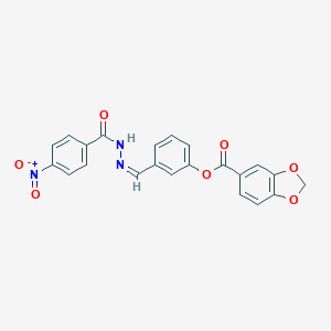 molecular formula C22H15N3O7 B337299 3-[(Z)-{2-[(4-nitrophenyl)carbonyl]hydrazinylidene}methyl]phenyl 1,3-benzodioxole-5-carboxylate 