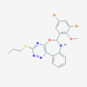 molecular formula C20H18Br2N4O2S B337305 6-(3,5-Dibromo-2-methoxyphenyl)-3-(propylsulfanyl)-6,7-dihydro[1,2,4]triazino[5,6-d][3,1]benzoxazepine 