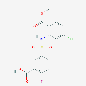 molecular formula C15H11ClFNO6S B3373076 5-{[5-Chloro-2-(methoxycarbonyl)phenyl]sulfamoyl}-2-fluorobenzoic acid CAS No. 949760-08-1