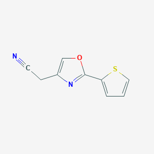 molecular formula C9H6N2OS B3373089 2-[2-(Thiophen-2-yl)-1,3-oxazol-4-yl]acetonitrile CAS No. 949980-44-3