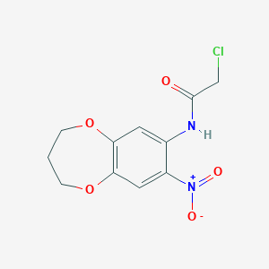 molecular formula C11H11ClN2O5 B3373096 2-氯-N-(8-硝基-3,4-二氢-2H-1,5-苯并二氧杂环庚-7-基)乙酰胺 CAS No. 949984-49-0