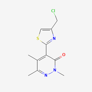 molecular formula C11H12ClN3OS B3373100 4-[4-(Chloromethyl)-1,3-thiazol-2-yl]-2,5,6-trimethyl-2,3-dihydropyridazin-3-one CAS No. 950029-09-1