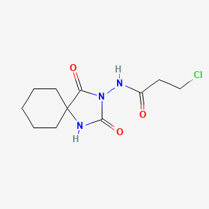 molecular formula C11H16ClN3O3 B3373126 3-chloro-N-{2,4-dioxo-1,3-diazaspiro[4.5]decan-3-yl}propanamide CAS No. 950124-73-9