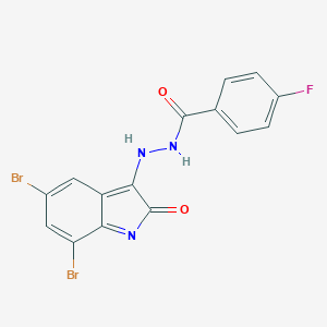 molecular formula C15H8Br2FN3O2 B337318 N'-(5,7-dibromo-2-oxoindol-3-yl)-4-fluorobenzohydrazide 