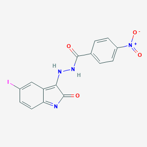 molecular formula C15H9IN4O4 B337319 N'-(5-iodo-2-oxoindol-3-yl)-4-nitrobenzohydrazide 