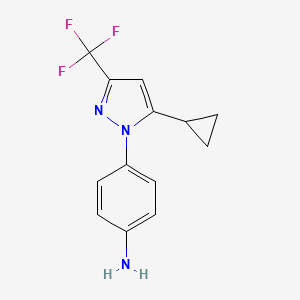 molecular formula C13H12F3N3 B3373388 4-[5-cyclopropyl-3-(trifluoromethyl)-1H-pyrazol-1-yl]aniline CAS No. 1006334-29-7
