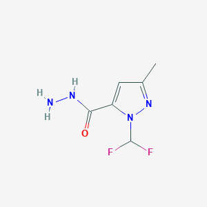 molecular formula C6H8F2N4O B3373394 1-(difluoromethyl)-3-methyl-1H-pyrazole-5-carbohydrazide CAS No. 1006334-36-6