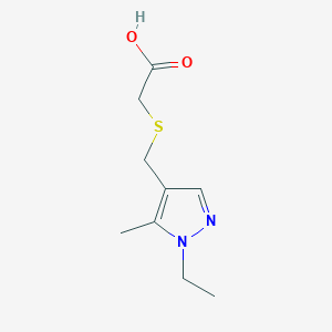 molecular formula C9H14N2O2S B3373435 2-(((1-Ethyl-5-methyl-1H-pyrazol-4-yl)methyl)thio)acetic acid CAS No. 1006483-08-4