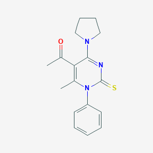 molecular formula C17H19N3OS B337355 1-[6-Methyl-1-phenyl-4-(1-pyrrolidinyl)-2-thioxo-1,2-dihydro-5-pyrimidinyl]ethanone 