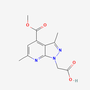 molecular formula C12H13N3O4 B3373655 2-(4-(Methoxycarbonyl)-3,6-dimethyl-1H-pyrazolo[3,4-b]pyridin-1-yl)acetic acid CAS No. 1011397-05-9