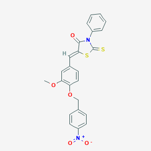 molecular formula C24H18N2O5S2 B337367 5-[4-({4-Nitrobenzyl}oxy)-3-methoxybenzylidene]-3-phenyl-2-thioxo-1,3-thiazolidin-4-one 