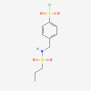 molecular formula C10H14ClNO4S2 B3373856 4-[(Propane-1-sulfonamido)methyl]benzene-1-sulfonyl chloride CAS No. 1016696-49-3