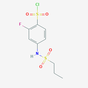 molecular formula C9H11ClFNO4S2 B3373890 2-Fluoro-4-(propane-1-sulfonamido)benzene-1-sulfonyl chloride CAS No. 1016719-20-2