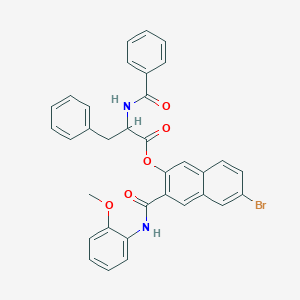 molecular formula C34H27BrN2O5 B033741 [6-Bromo-3-[(2-methoxyphenyl)carbamoyl]naphthalen-2-yl] 2-benzamido-3-phenylpropanoate CAS No. 100900-12-7