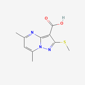 molecular formula C10H11N3O2S B3374229 5,7-Dimethyl-2-(methylthio)pyrazolo[1,5-a]pyrimidine-3-carboxylic acid CAS No. 1018046-46-2