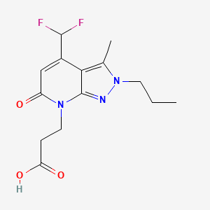 molecular formula C14H17F2N3O3 B3374237 3-(4-(Difluoromethyl)-3-methyl-6-oxo-2-propyl-2H-pyrazolo[3,4-b]pyridin-7(6H)-yl)propanoic acid CAS No. 1018046-60-0
