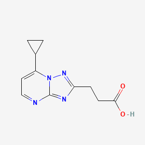 molecular formula C11H12N4O2 B3374254 3-(7-Cyclopropyl-[1,2,4]triazolo[1,5-a]pyrimidin-2-yl)propanoic acid CAS No. 1018051-91-6