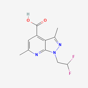 molecular formula C11H11F2N3O2 B3374302 1-(2,2-difluoroethyl)-3,6-dimethyl-1H-pyrazolo[3,4-b]pyridine-4-carboxylic acid CAS No. 1018142-54-5