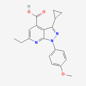 molecular formula C19H19N3O3 B3374327 3-cyclopropyl-6-ethyl-1-(4-methoxyphenyl)-1H-pyrazolo[3,4-b]pyridine-4-carboxylic acid CAS No. 1018151-28-4