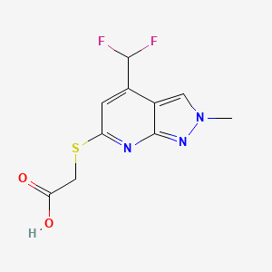 molecular formula C10H9F2N3O2S B3374379 2-((4-(Difluoromethyl)-2-methyl-2H-pyrazolo[3,4-b]pyridin-6-yl)thio)acetic acid CAS No. 1018166-29-4