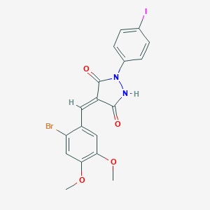 molecular formula C18H14BrIN2O4 B337440 4-(2-Bromo-4,5-dimethoxybenzylidene)-1-(4-iodophenyl)-3,5-pyrazolidinedione 