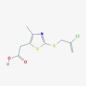molecular formula C9H10ClNO2S2 B3374451 2-{2-[(2-Chloroprop-2-en-1-yl)sulfanyl]-4-methyl-1,3-thiazol-5-yl}acetic acid CAS No. 1019352-89-6