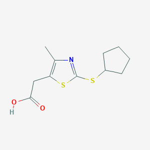 molecular formula C11H15NO2S2 B3374461 2-[2-(Cyclopentylsulfanyl)-4-methyl-1,3-thiazol-5-yl]acetic acid CAS No. 1019363-64-4