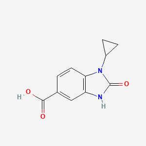 molecular formula C11H10N2O3 B3374466 1-cyclopropyl-2-oxo-2,3-dihydro-1H-1,3-benzodiazole-5-carboxylic acid CAS No. 1019367-66-8