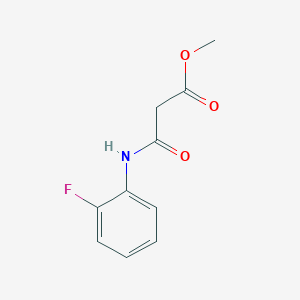 molecular formula C10H10FNO3 B3374683 Methyl 2-[(2-fluorophenyl)carbamoyl]acetate CAS No. 1030487-72-9