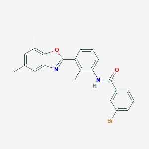 molecular formula C23H19BrN2O2 B337479 3-bromo-N-[3-(5,7-dimethyl-1,3-benzoxazol-2-yl)-2-methylphenyl]benzamide 