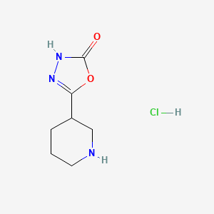 molecular formula C7H12ClN3O2 B3374878 5-(Piperidin-3-yl)-2,3-dihydro-1,3,4-oxadiazol-2-one hydrochloride CAS No. 1046079-37-1