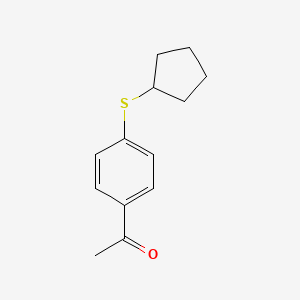molecular formula C13H16OS B3374986 1-[4-(Cyclopentylsulfanyl)phenyl]ethan-1-one CAS No. 1050884-72-4