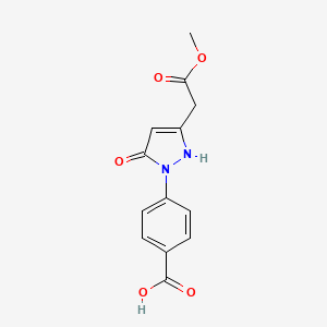 molecular formula C13H12N2O5 B3374994 4-[3-(2-methoxy-2-oxoethyl)-5-oxo-2,5-dihydro-1H-pyrazol-1-yl]benzoic acid CAS No. 1050910-24-1