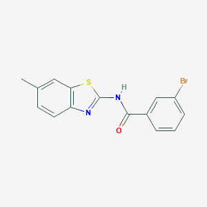 molecular formula C15H11BrN2OS B337501 3-bromo-N-(6-methyl-1,3-benzothiazol-2-yl)benzamide 