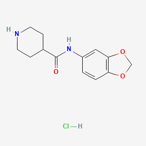 molecular formula C13H17ClN2O3 B3375052 N-(2H-1,3-benzodioxol-5-yl)piperidine-4-carboxamide hydrochloride CAS No. 1052550-00-1