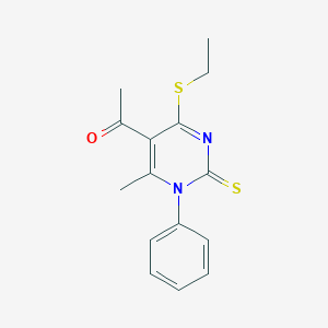 molecular formula C15H16N2OS2 B337519 1-[4-(Ethylsulfanyl)-6-methyl-1-phenyl-2-thioxo-1,2-dihydropyrimidin-5-yl]ethanone 