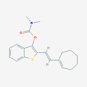 molecular formula C20H23NO2S B337527 Dimethylcarbamic acid 2-[2-(1-cycloheptenyl)ethenyl]benzo[b]thiophene-3-yl ester 