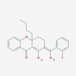 molecular formula C24H23FO4 B337529 4a-butyl-2-[(2-fluorophenyl)(hydroxy)methylene]-1-hydroxy-2,3,4,4a-tetrahydro-9H-xanthen-9-one 