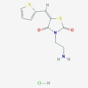 molecular formula C10H11ClN2O2S2 B3375301 (5E)-3-(2-aminoethyl)-5-(thien-2-ylmethylene)-1,3-thiazolidine-2,4-dione hydrochloride CAS No. 1092775-68-2